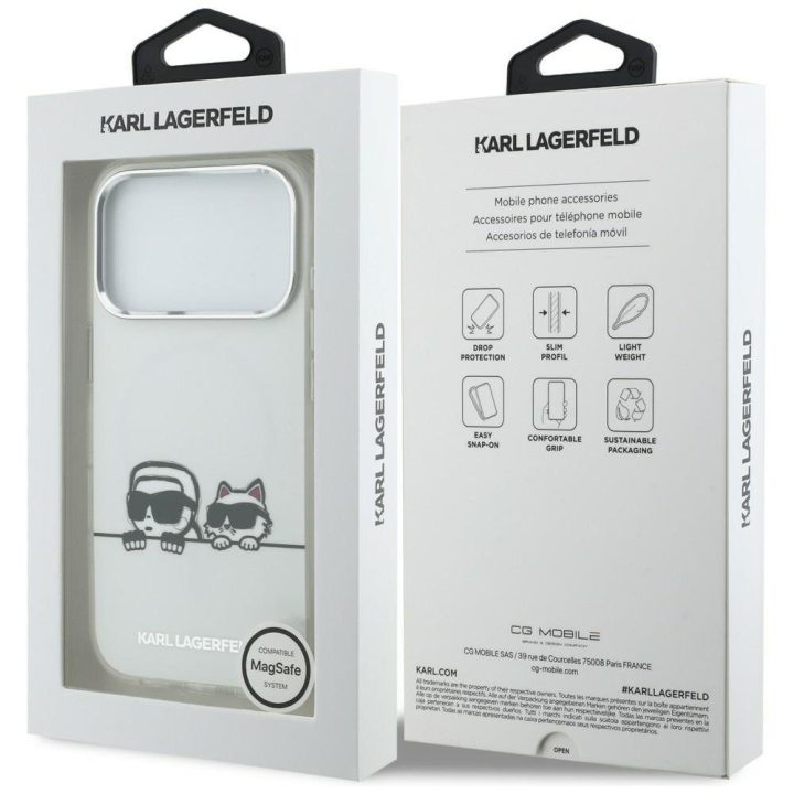 Telefono dėklas iPhone 17 Pro Max, baltas Karl Lagerfeld