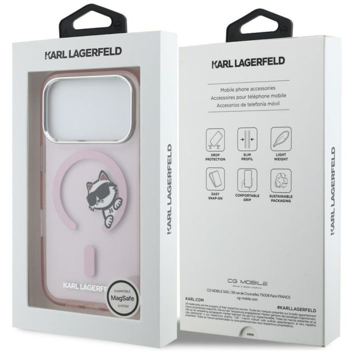 Telefono dėklas iPhone 17 Pro, rožinis Karl Lagerfeld
