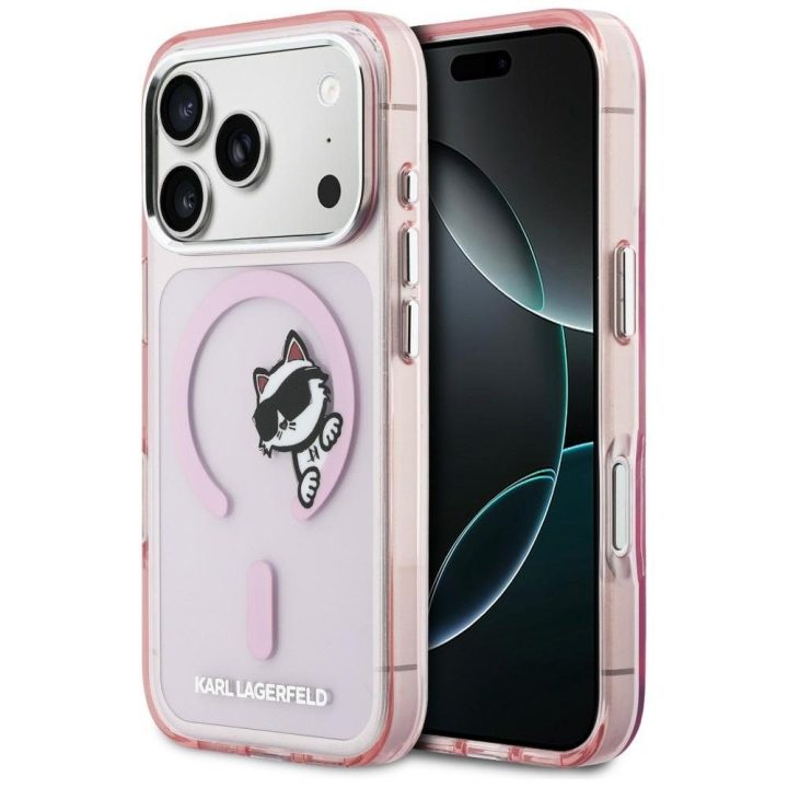 Telefono dėklas iPhone 17 Pro, rožinis Karl Lagerfeld