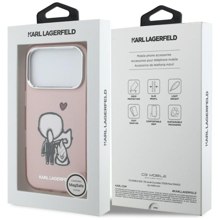Telefono dėklas iPhone 17 Pro, rožinis Karl Lagerfeld