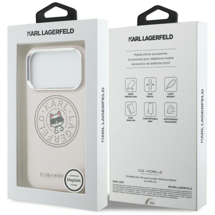 Telefono dėklas iPhone 17 Pro Max MagSafe, rožinis Karl Lagerfeld