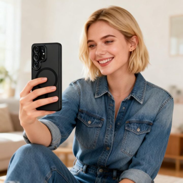 Telefono dėklas Samsung Galaxy S26 Ultra, skaidrus ir juodas