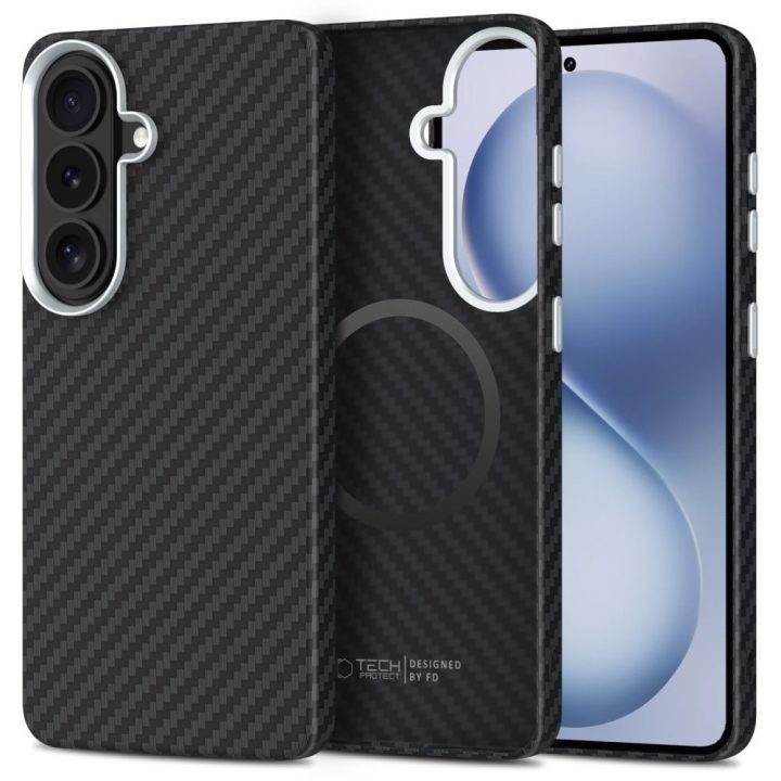 Telefono dėklas Samsung Galaxy S26, juodas ir sidabrinis