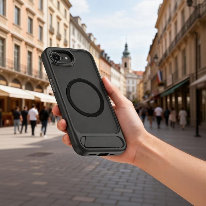 Telefono dėklas iPhone 16E ir 17E, juodas Tech‑Protect
