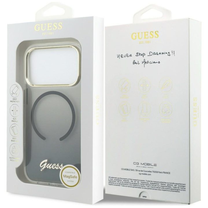 Telefono dėklas MagSafe iPhone 17 Pro, juodas Guess