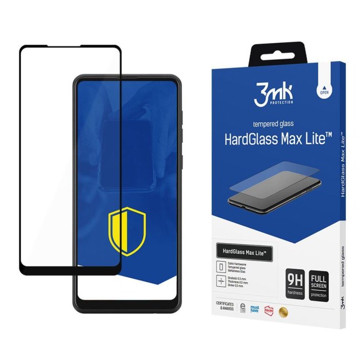 Apsauginis grūdintas stiklas Samsung Galaxy A21, juodas 3mk