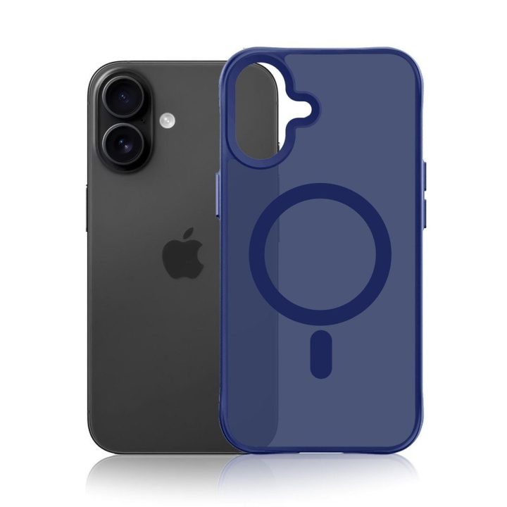 Telefono dėklas iPhone 16, mėlynas permatomas