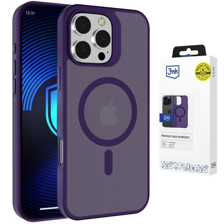 Telefono dėklas iPhone 16 Pro Max, violetinis permatomas 3mk