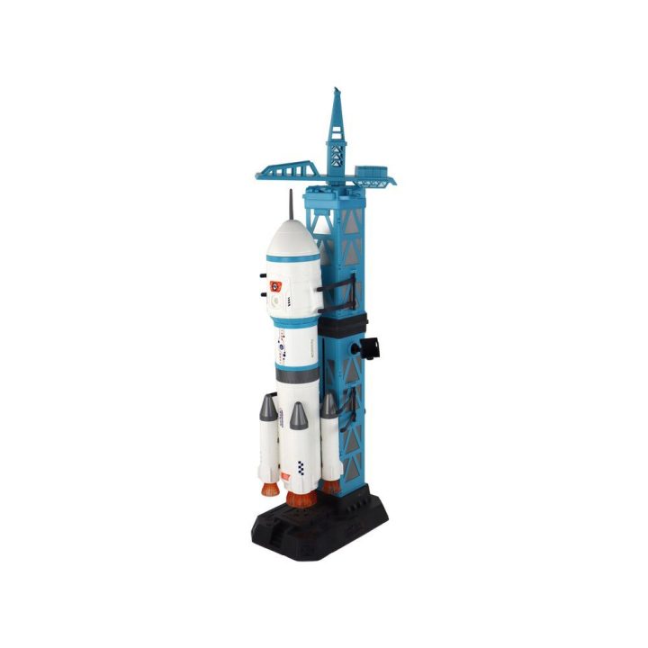 Žaislinė raketa su paleidikliu, 15 elementų, mėlyna