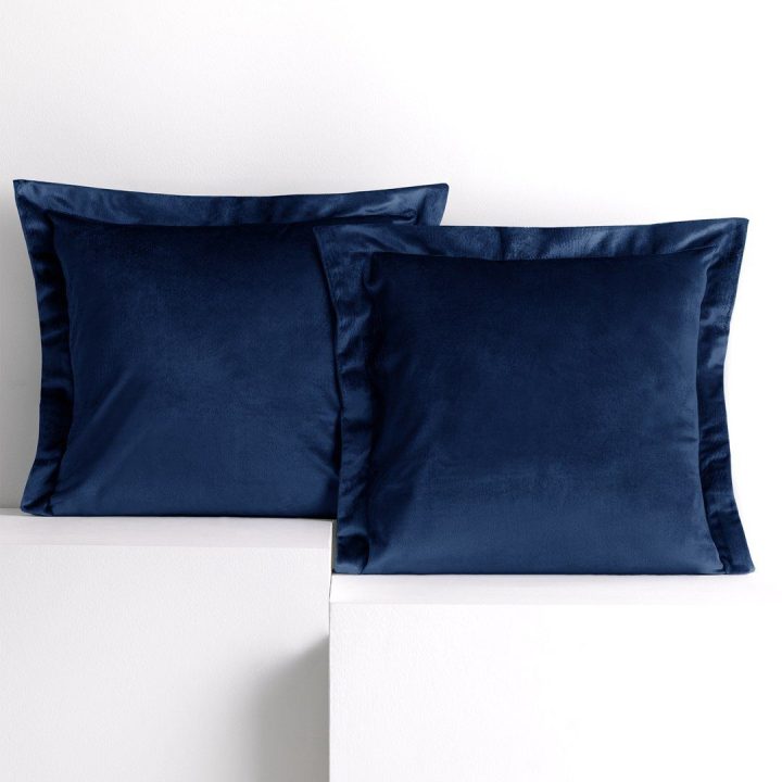 Aksominiai pagalvių užvalkalai 45 × 45 cm, indigo, 2 vnt.