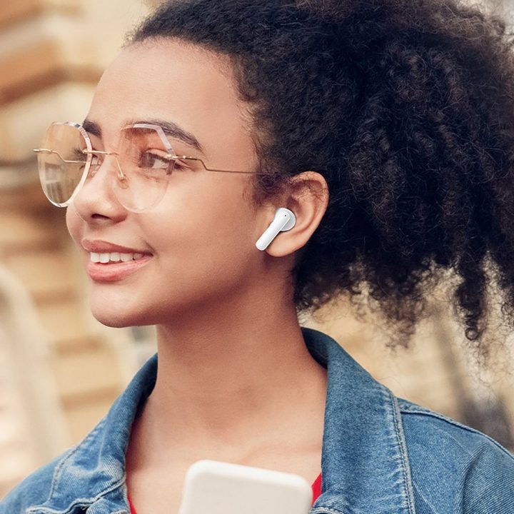 Belaidės in-ear ausinės su ANC ir Bluetooth 5.3, baltos QCY