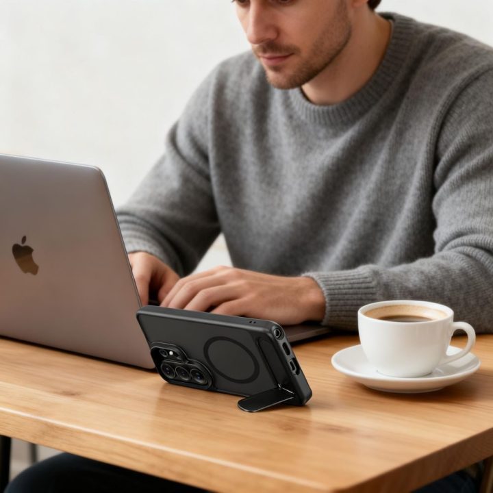 MagRack MagSafe dėklas Samsung Galaxy S26 Ultra, matinė juoda — Tech-Protect