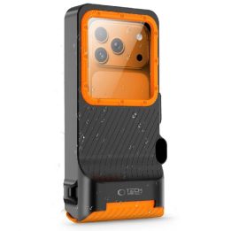 Vandeniui atsparus dėklas telefonui IPX8, 4,7–6,9 col. – Tech-Protect (oranžinė ir juoda)