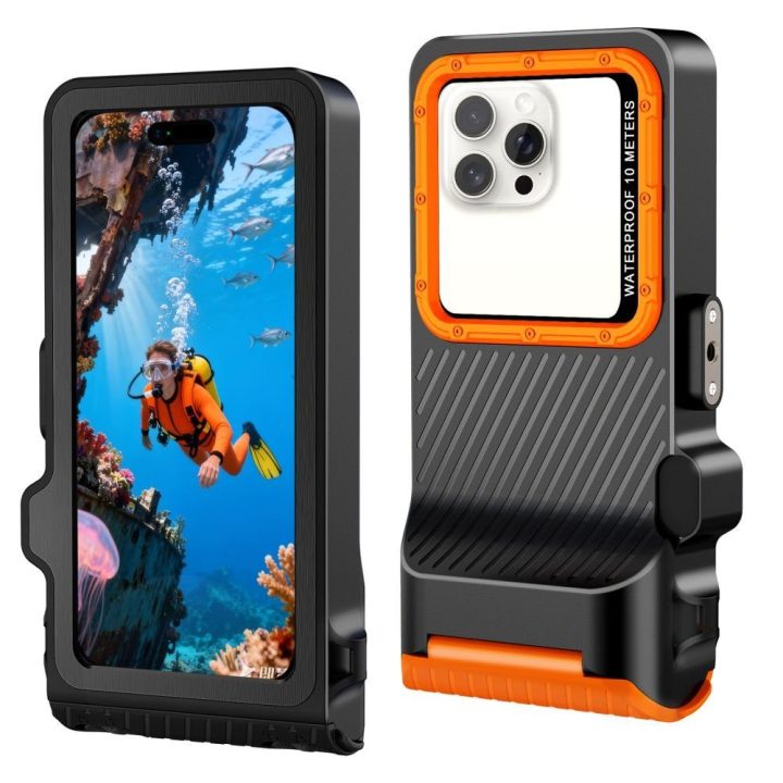 Vandeniui atsparus dėklas telefonui IPX8, 4,7–6,9 col. – Tech-Protect (oranžinė ir juoda)