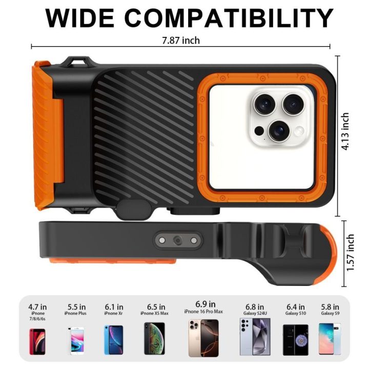 Vandeniui atsparus dėklas telefonui IPX8, 4,7–6,9 col. – Tech-Protect (oranžinė ir juoda)