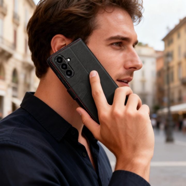 Dėklas-piniginė Samsung Galaxy A57 5G, juoda ir raudona, Tech-Protect