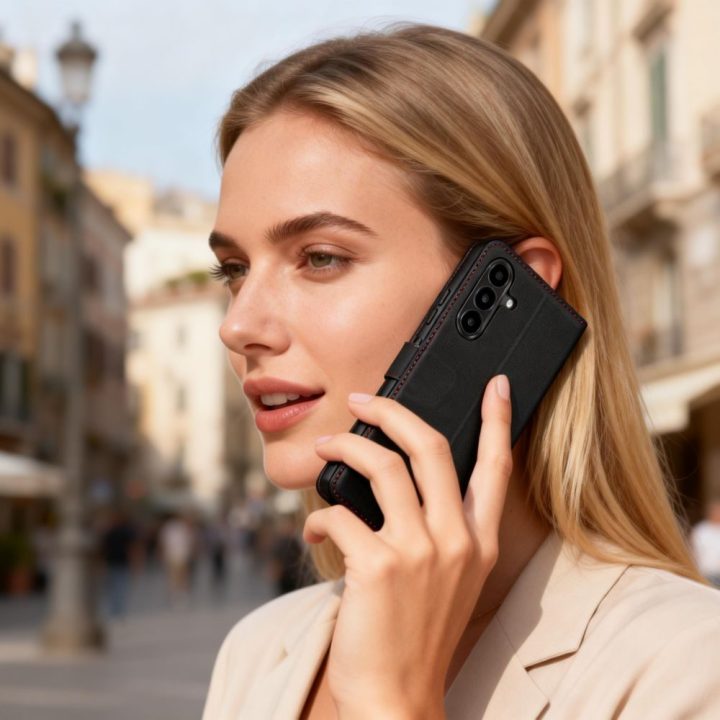 Dėklas-piniginė Samsung Galaxy A57 5G, juoda ir raudona, Tech-Protect