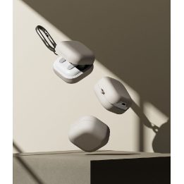 Silikoninis dėklas Samsung Galaxy Buds 4 / Buds 4 Pro, smėlio spalvos, Ringke