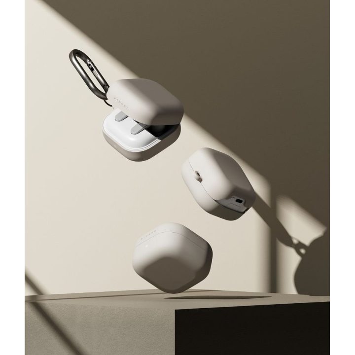 Silikoninis dėklas Samsung Galaxy Buds 4 / Buds 4 Pro, smėlio spalvos, Ringke