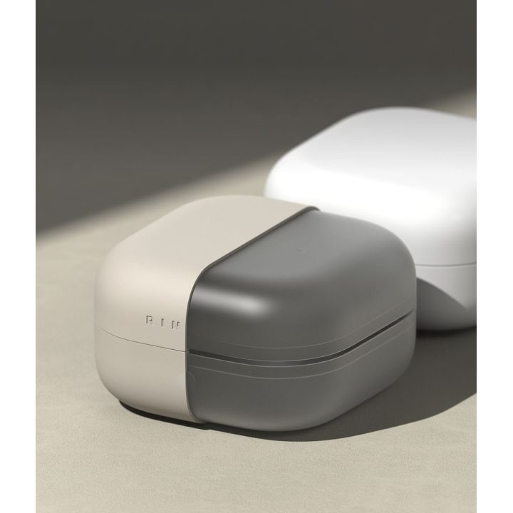 Silikoninis dėklas Samsung Galaxy Buds 4 / Buds 4 Pro, smėlio spalvos, Ringke