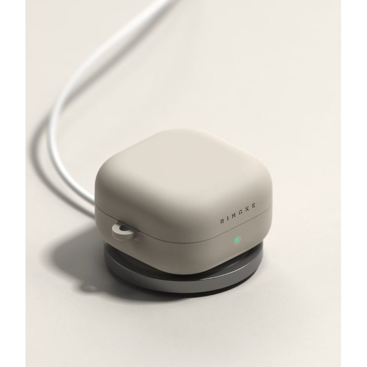 Silikoninis dėklas Samsung Galaxy Buds 4 / Buds 4 Pro, smėlio spalvos, Ringke
