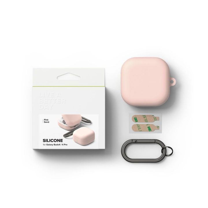 Silikoninis dėklas Samsung Galaxy Buds 4 / Buds 4 Pro, rožinė Ringke