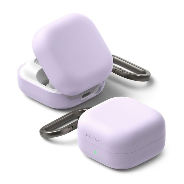 Silikoninis dėklas Samsung Galaxy Buds 4 / Buds 4 Pro, šviesiai violetinis Ringke