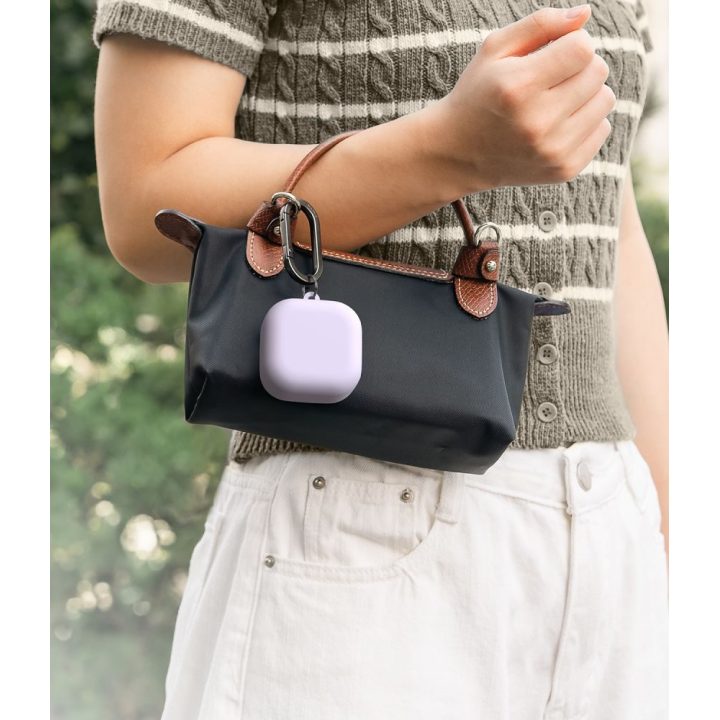 Silikoninis dėklas Samsung Galaxy Buds 4 / Buds 4 Pro, šviesiai violetinis Ringke