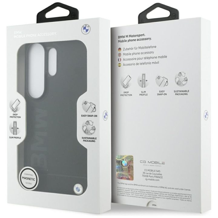 Dėklas Samsung Galaxy S26 Ultra iš natūralios odos, juodas – BMW Leather Hot Stamp