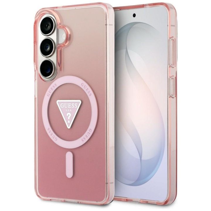 Apsauginis dėklas Samsung Galaxy S26, suderinamas su MagSafe, rožinis – Guess