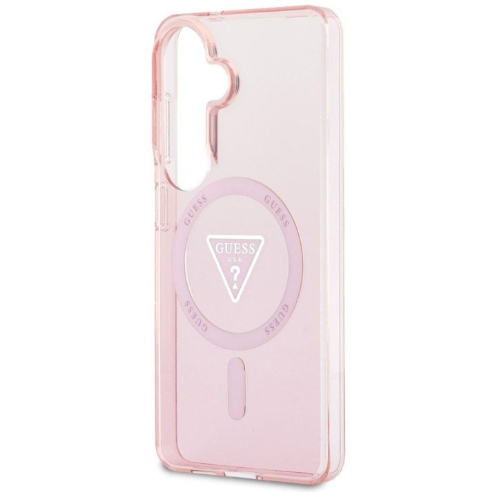Apsauginis dėklas Samsung Galaxy S26, suderinamas su MagSafe, rožinis – Guess