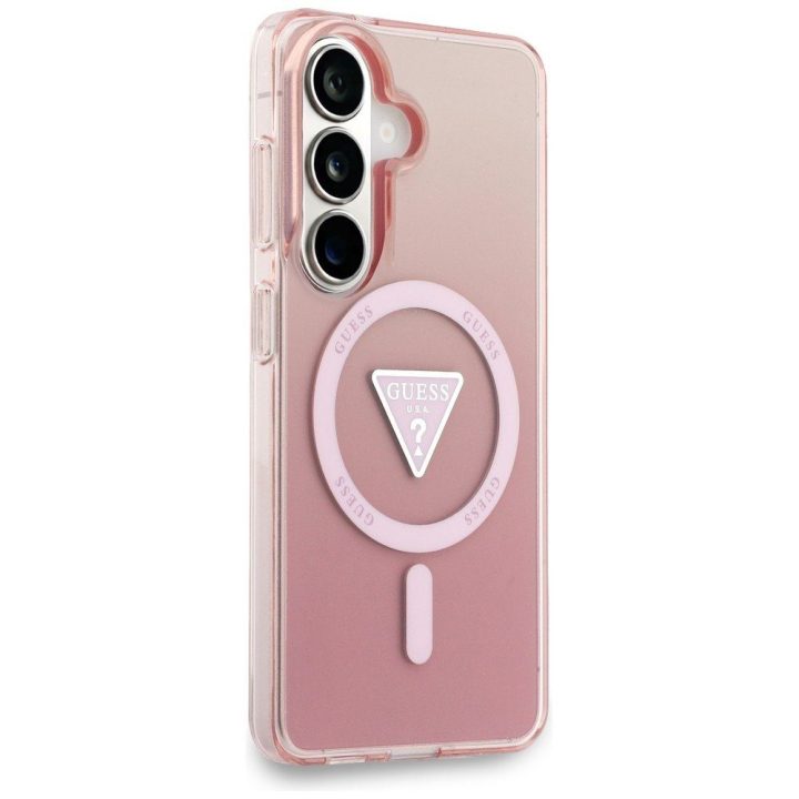 Apsauginis dėklas Samsung Galaxy S26, suderinamas su MagSafe, rožinis – Guess