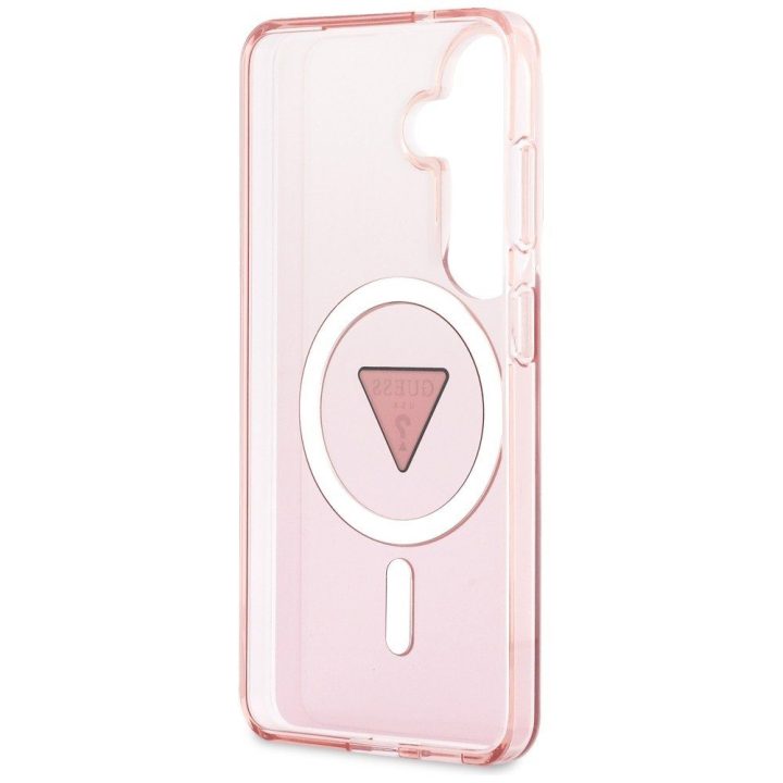 Apsauginis dėklas Samsung Galaxy S26, suderinamas su MagSafe, rožinis – Guess