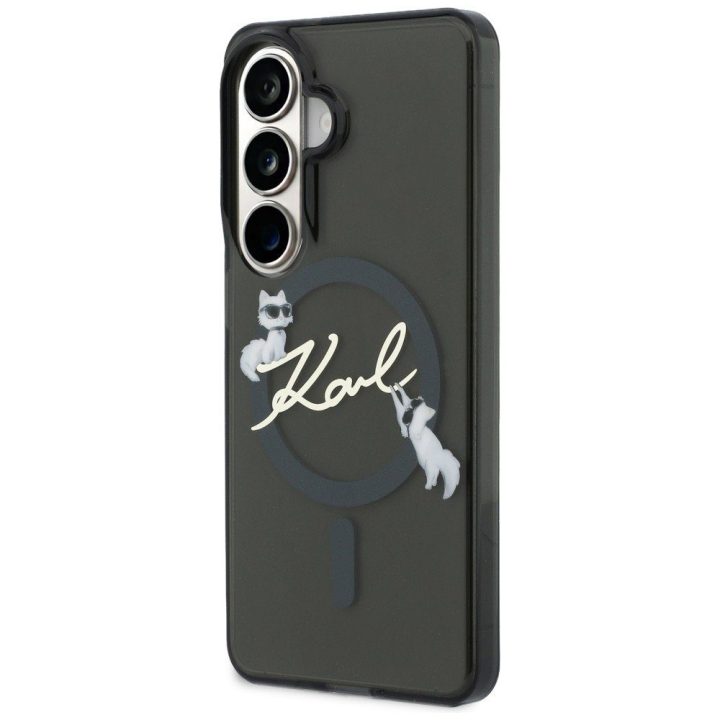 MagSafe dėklas Samsung Galaxy S26, juodas, Karl Lagerfeld IML KC Script