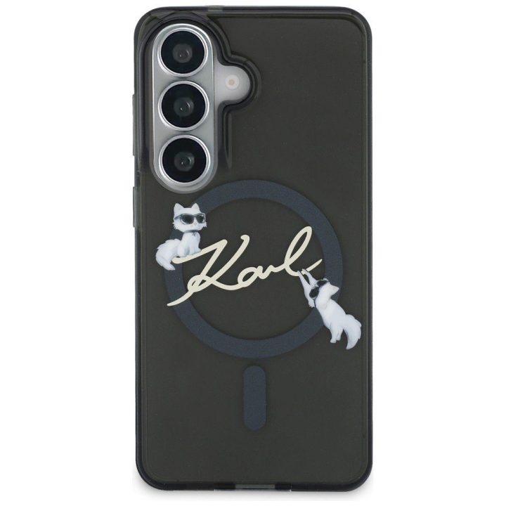 MagSafe dėklas Samsung Galaxy S26, juodas, Karl Lagerfeld IML KC Script