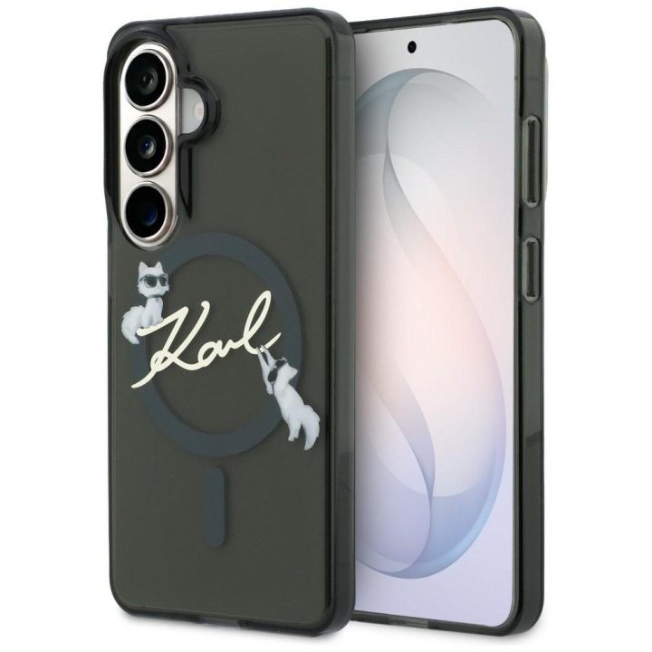 MagSafe dėklas Samsung Galaxy S26, juodas, Karl Lagerfeld IML KC Script