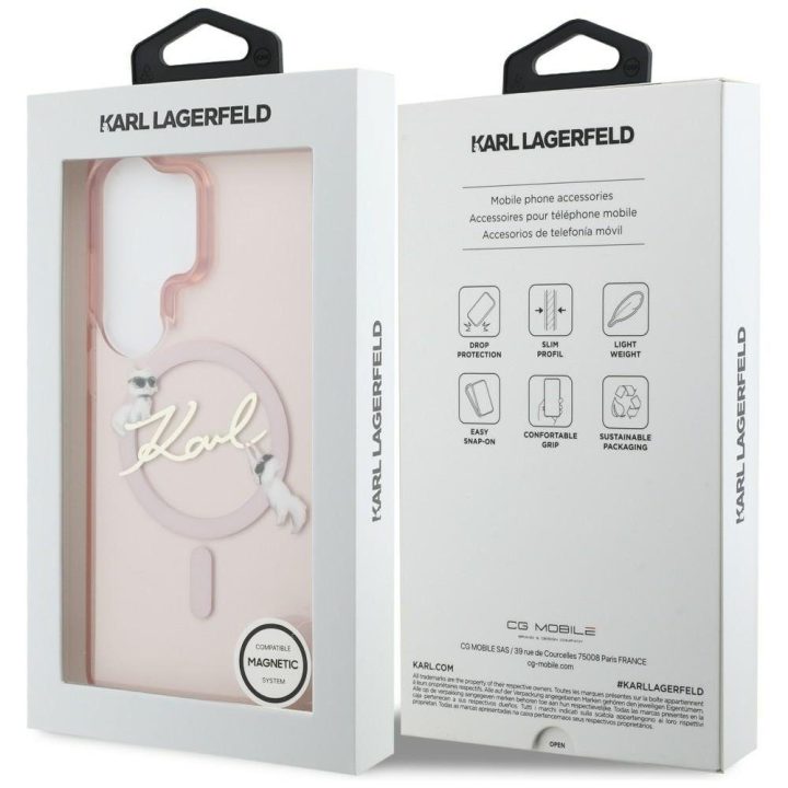 Dėklas Samsung Galaxy S26 Ultra MagSafe, rožinis – Karl Lagerfeld IML KC Script