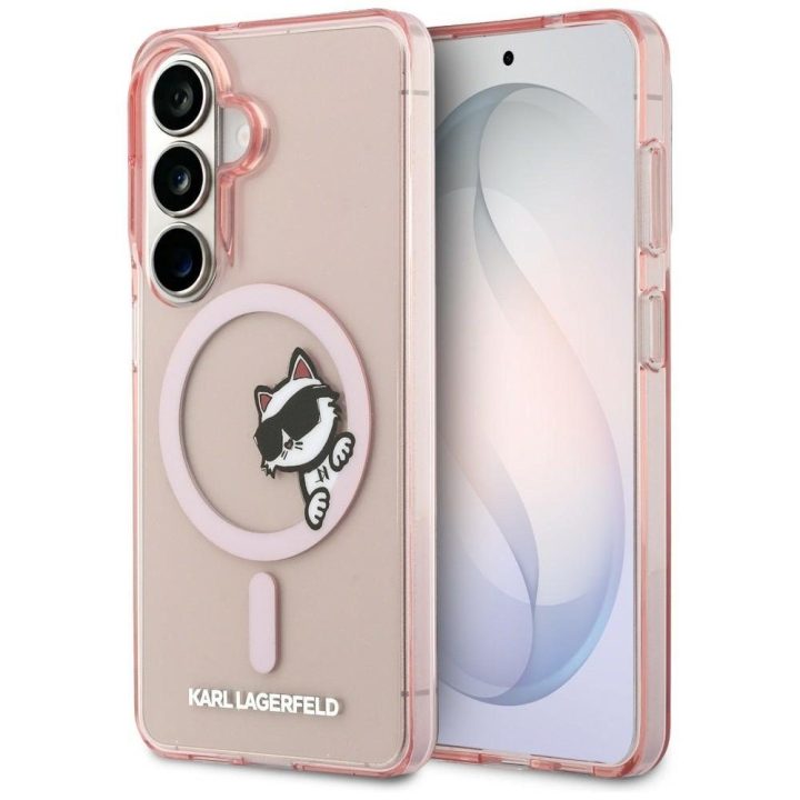 Karl Lagerfeld Peekaboo Choupette apsauginis dėklas Samsung Galaxy S26, rožinis