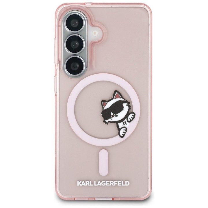 Karl Lagerfeld Peekaboo Choupette apsauginis dėklas Samsung Galaxy S26, rožinis