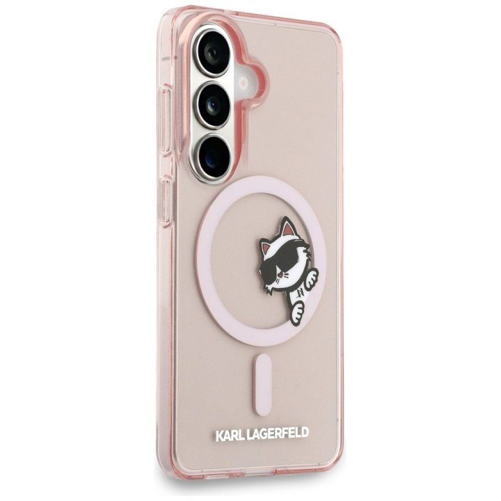 Karl Lagerfeld Peekaboo Choupette apsauginis dėklas Samsung Galaxy S26, rožinis