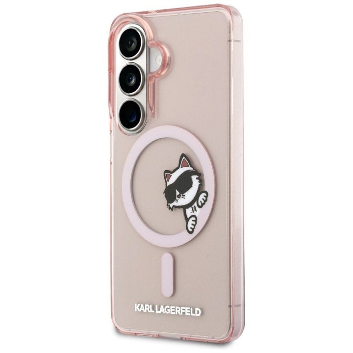 Karl Lagerfeld Peekaboo Choupette apsauginis dėklas Samsung Galaxy S26, rožinis