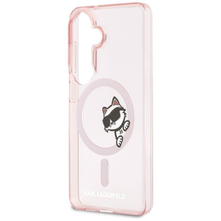 Karl Lagerfeld Peekaboo Choupette apsauginis dėklas Samsung Galaxy S26, rožinis
