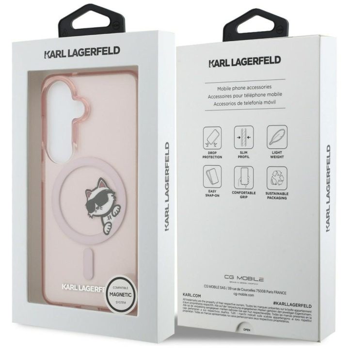 Karl Lagerfeld Peekaboo Choupette apsauginis dėklas Samsung Galaxy S26, rožinis