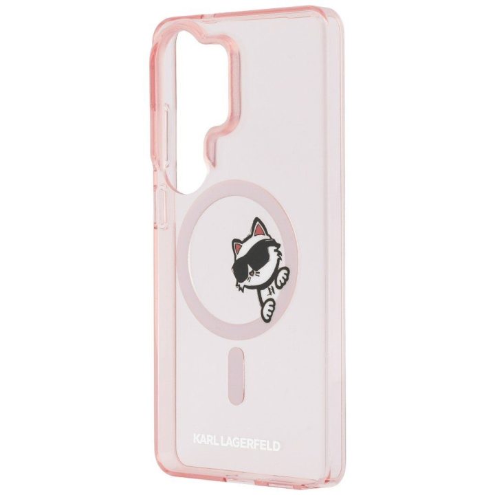 Karl Lagerfeld IML Peekaboo Choupette MagSafe dėklas Samsung Galaxy S26 Ultra, rožinis