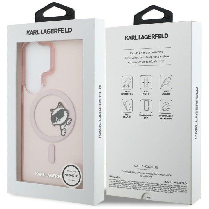 Karl Lagerfeld IML Peekaboo Choupette MagSafe dėklas Samsung Galaxy S26 Ultra, rožinis