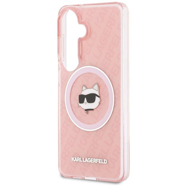 Karl Lagerfeld MagSafe dėklas Samsung Galaxy S26, rožinės spalvos