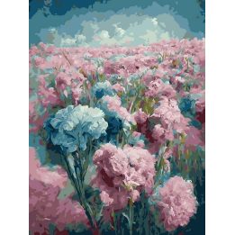 Tapyba pagal skaičius Žydintis bijūnų laukas 30 × 40 cm