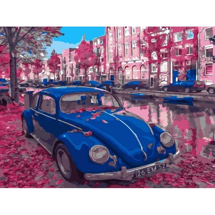 Tapyba pagal skaičius – Mėlynas senovinis automobilis, 30×40 cm
