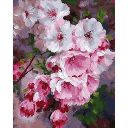 Tapyba pagal skaičius Rožinės vyšnios žiedo šaka 40x50 cm