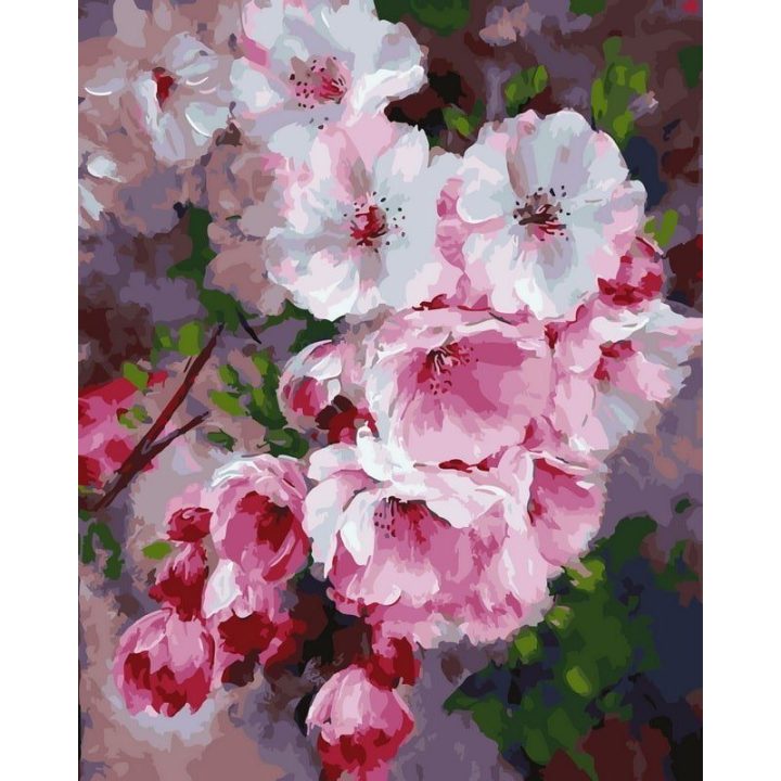 Tapyba pagal skaičius Rožinės vyšnios žiedo šaka 40x50 cm